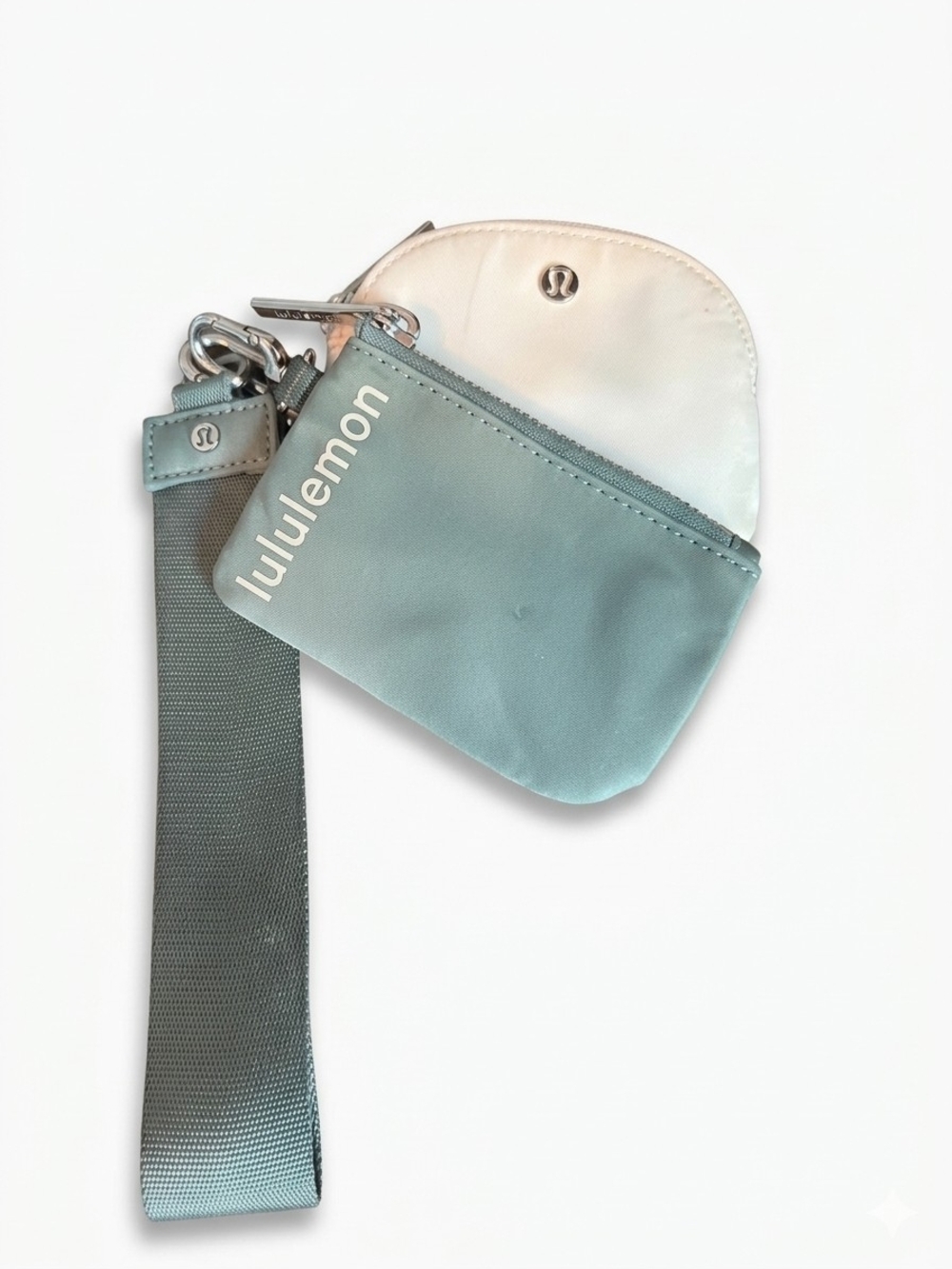Lululemon Dual Pouch Wristlet β Grey Eucalyptus / Bone
